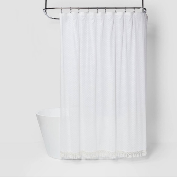 Opalhouse Bath Textured Boho Tassel Shower Curtain With Gold Hooks